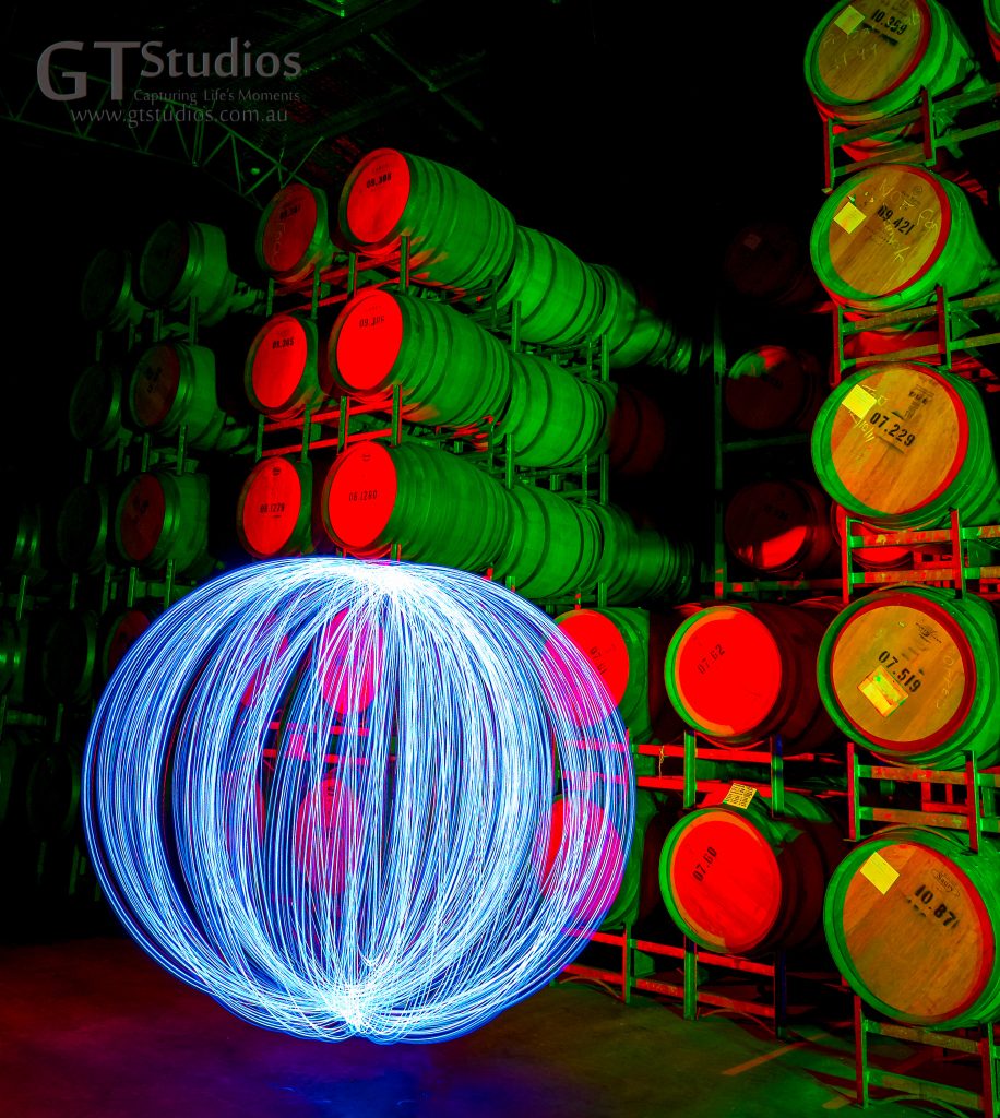 Helping to mature these wines with some special light painting.