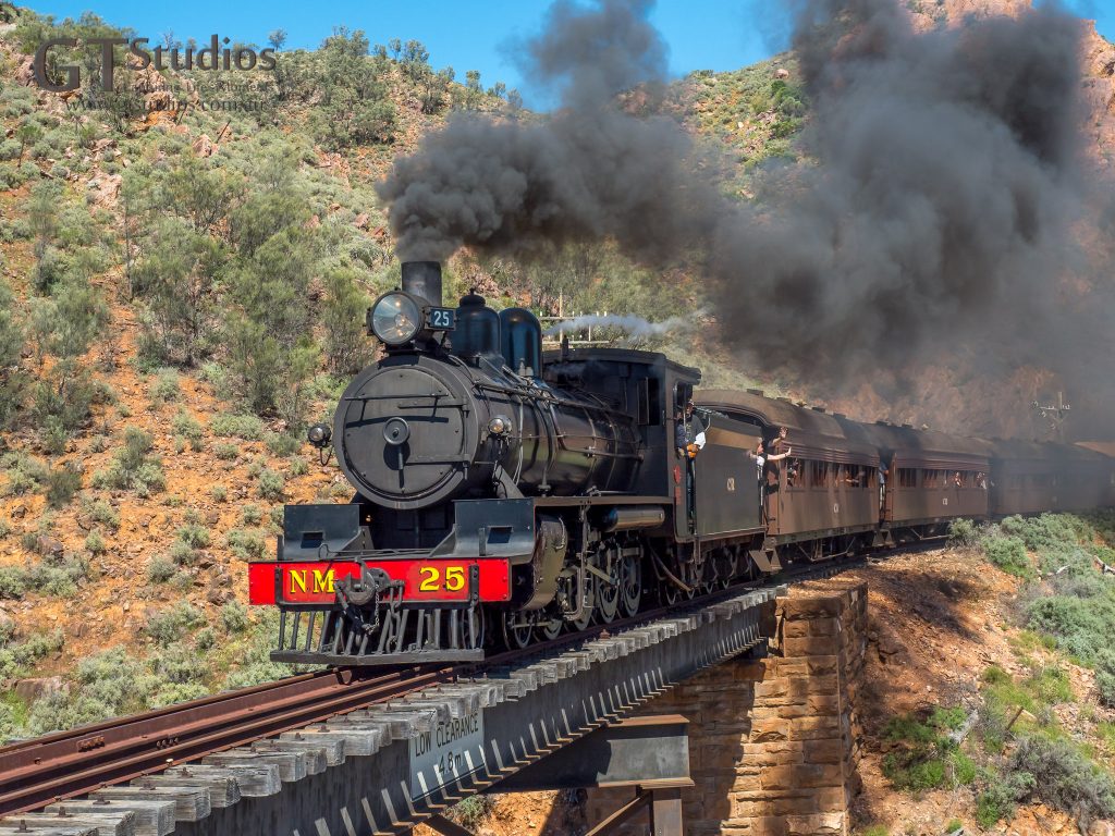 NM25 on the bridge at Saltia on the Pichi Richi Railroad, between Port Augusta and Quorn, South Australia