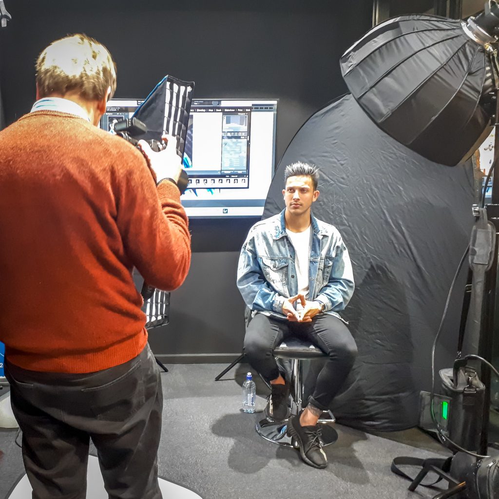 A behind the scenes image of Graham getting a chance to be hands on with the Fuji GFX in a studio setting - great idea by the rep!